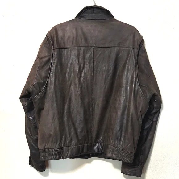 Hunt club ☆本革☆leather 短丈“bomber jacket VTG HUNT CLUB Leather Lined Jacket Distressed Brown Bomber